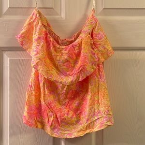 lilly pulitzer wakley ruffle strapless top